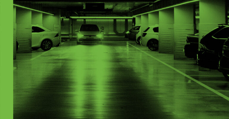 Photo of cars in a covered parking garage
