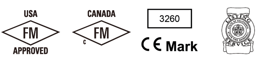 D381 approvals: USA/Canada FM Approved, CE Mark, California State Fire Marshal (CSFM), 3260