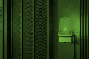 Horn / siren warns of a the presence of a toxic / combustible gas leak in an industrial environment.
